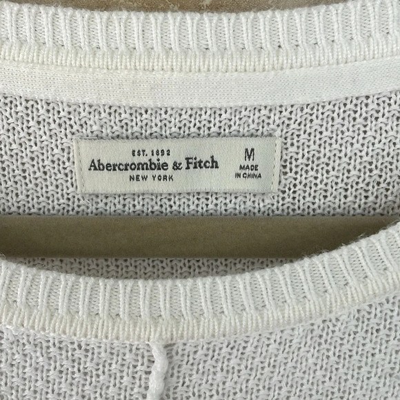 Abercrombie & Fitch White Textured Knit Sweater Women’s Medium Long Sleeve A&F - Picture 7 of 10